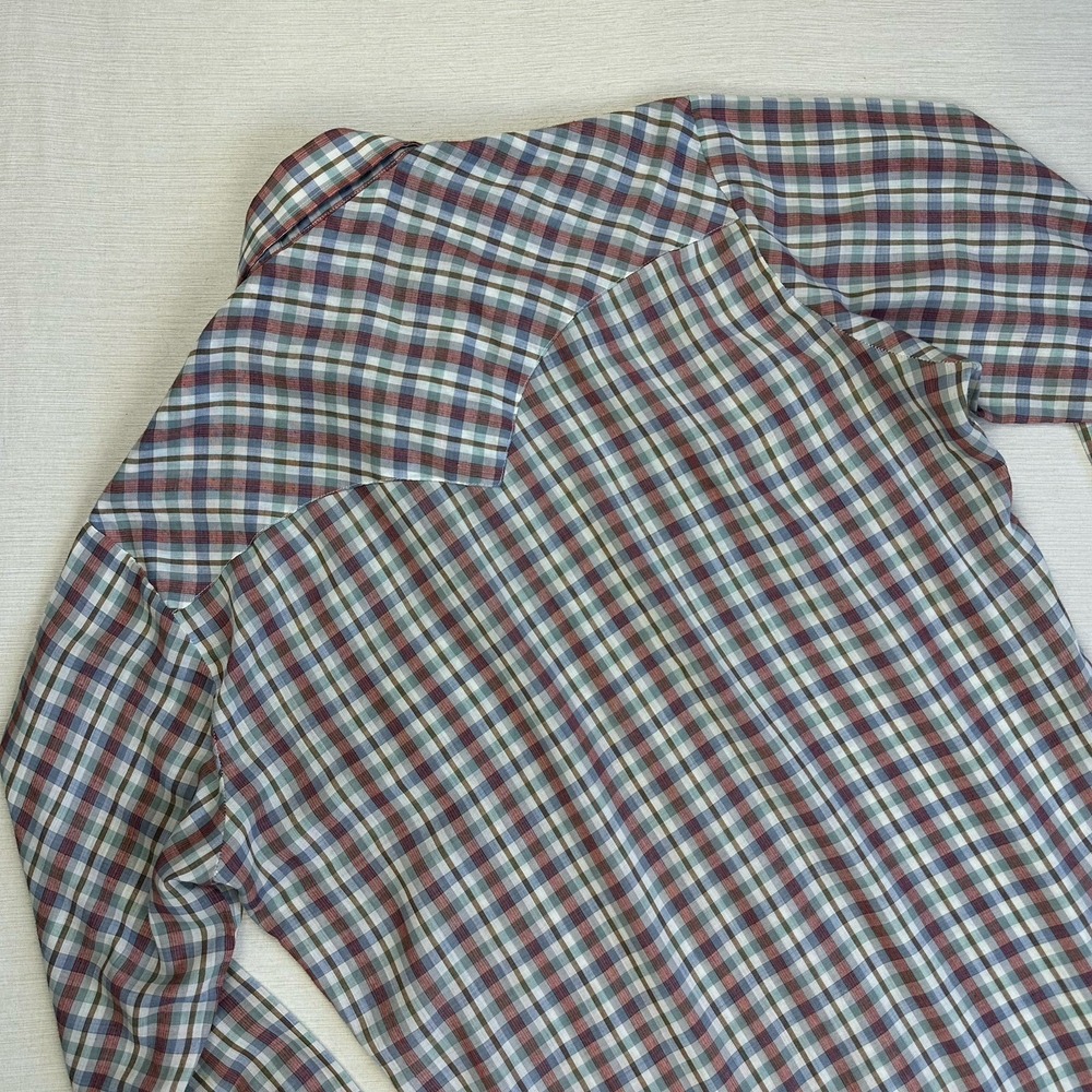 VTG 70s Levis Big E Pearl Snap Shirt Men L Plaid Western Sawtooth Pockets Rodeo - Picture 9 of 10